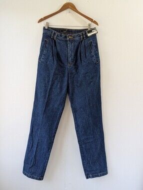 Vintage FOX Blue Denim Pleated Jeans with Contrast Stitching NWT Fits 29